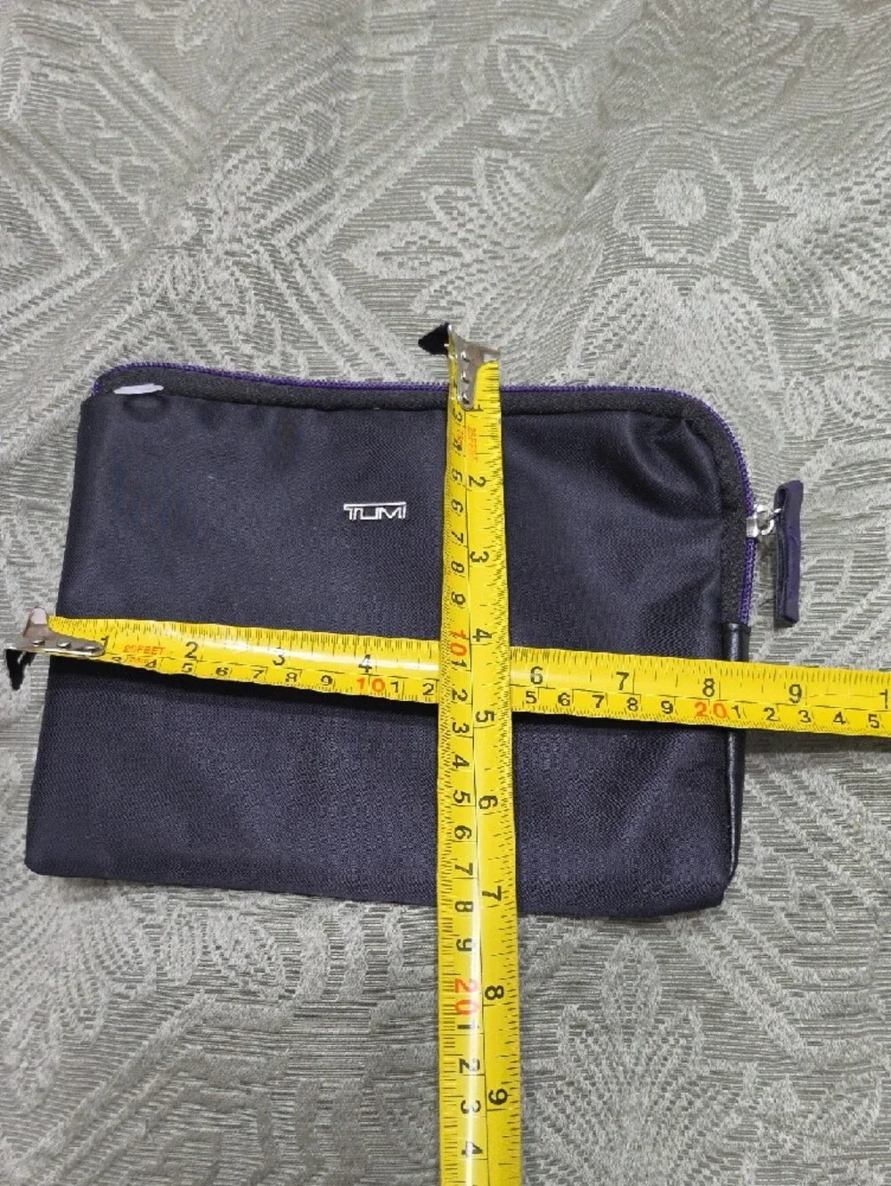 Tumi For Delta Black Nylon Toiletry Pouch with Purple Zipper Trim